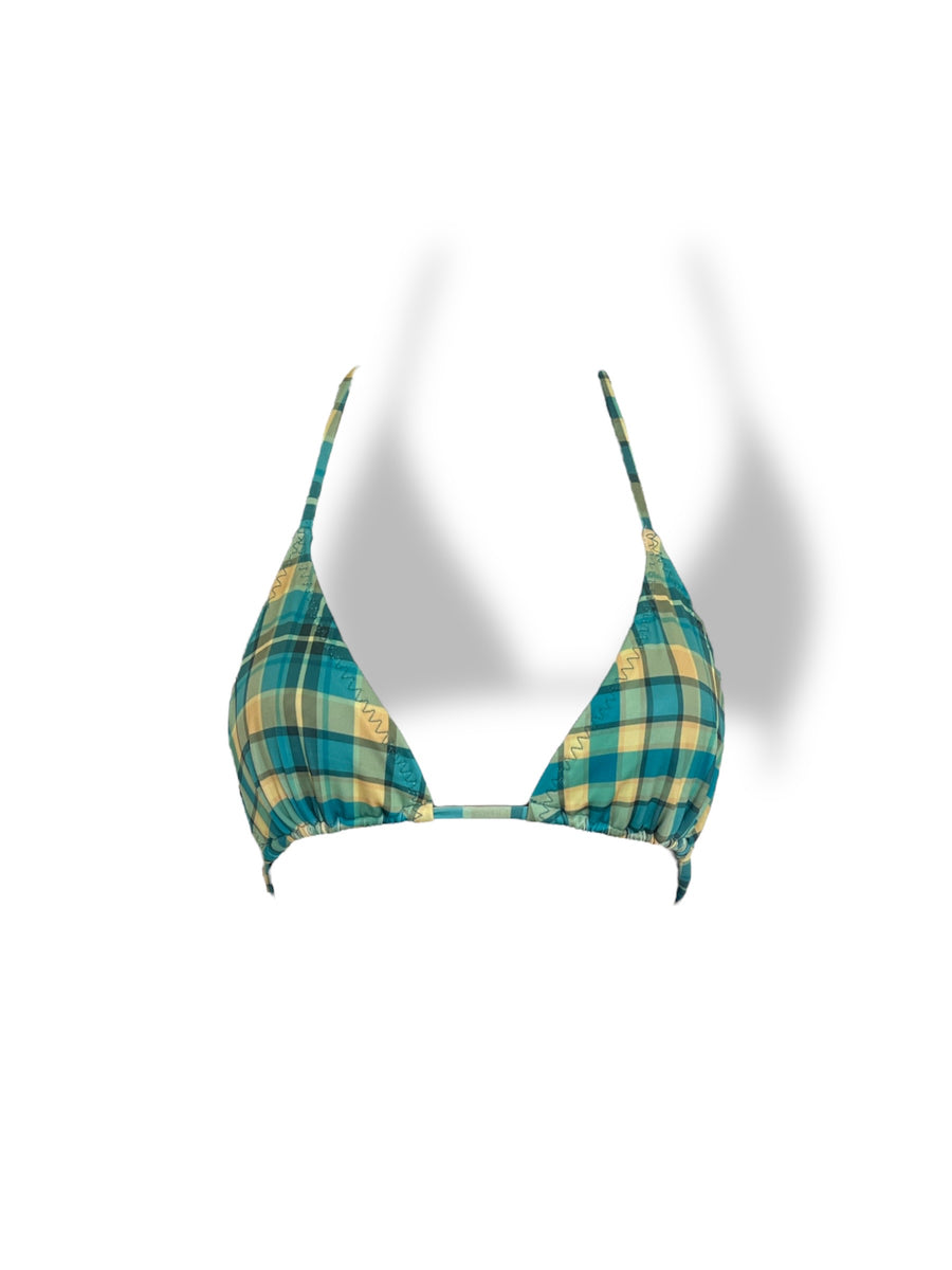水着・ラッシュガード Piscess Plaid Check Triangle Bikini_Blue PISCESS Plaid Check Triangle Bikini - Blue | International Store