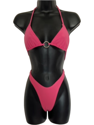 Pink solid Triangle top and classic bottom