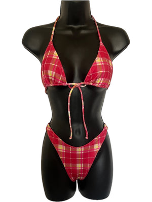 red plaid triangle top and classic bottom