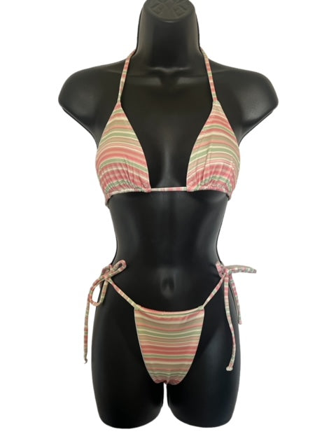 Pink stripes Triangle top and string bottom