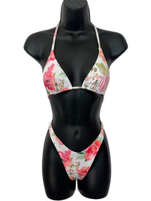 Floral on white triangle top and classic bottom